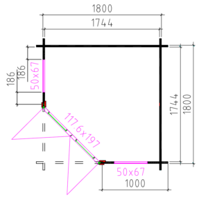 Blokhut 2055 200x200 cm - Afbeelding 2