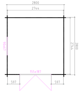 Blokhut 3032 300x300 cm - Afbeelding 2