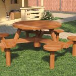Hardhouten picknicktafel Rond