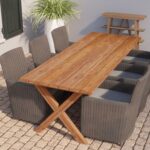 Teak Tafel Rustiek met kruispoten