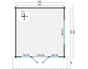 DERBY 440x440+90 cm - Afbeelding 2