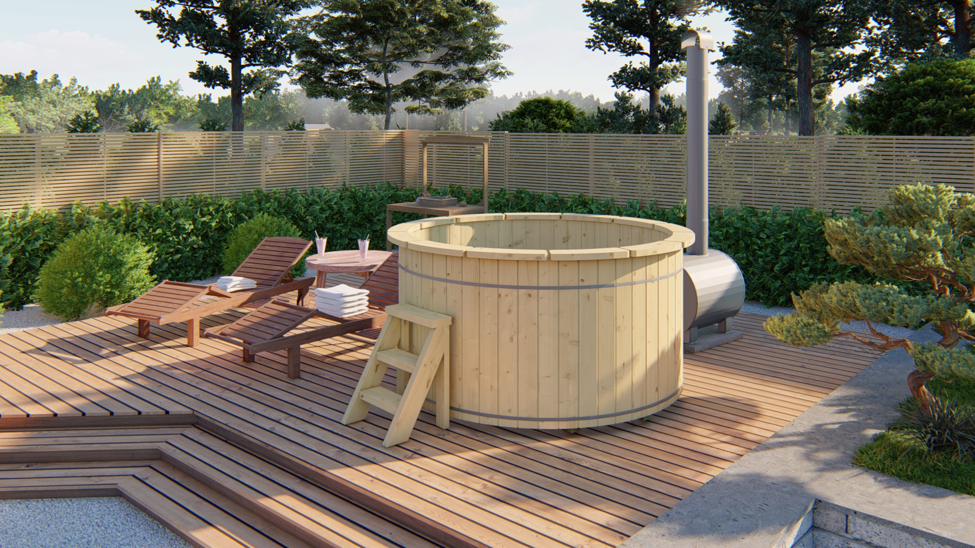 43x6180-P03 Hottub vuren - 200 cm - externe kachel - Afbeelding 1