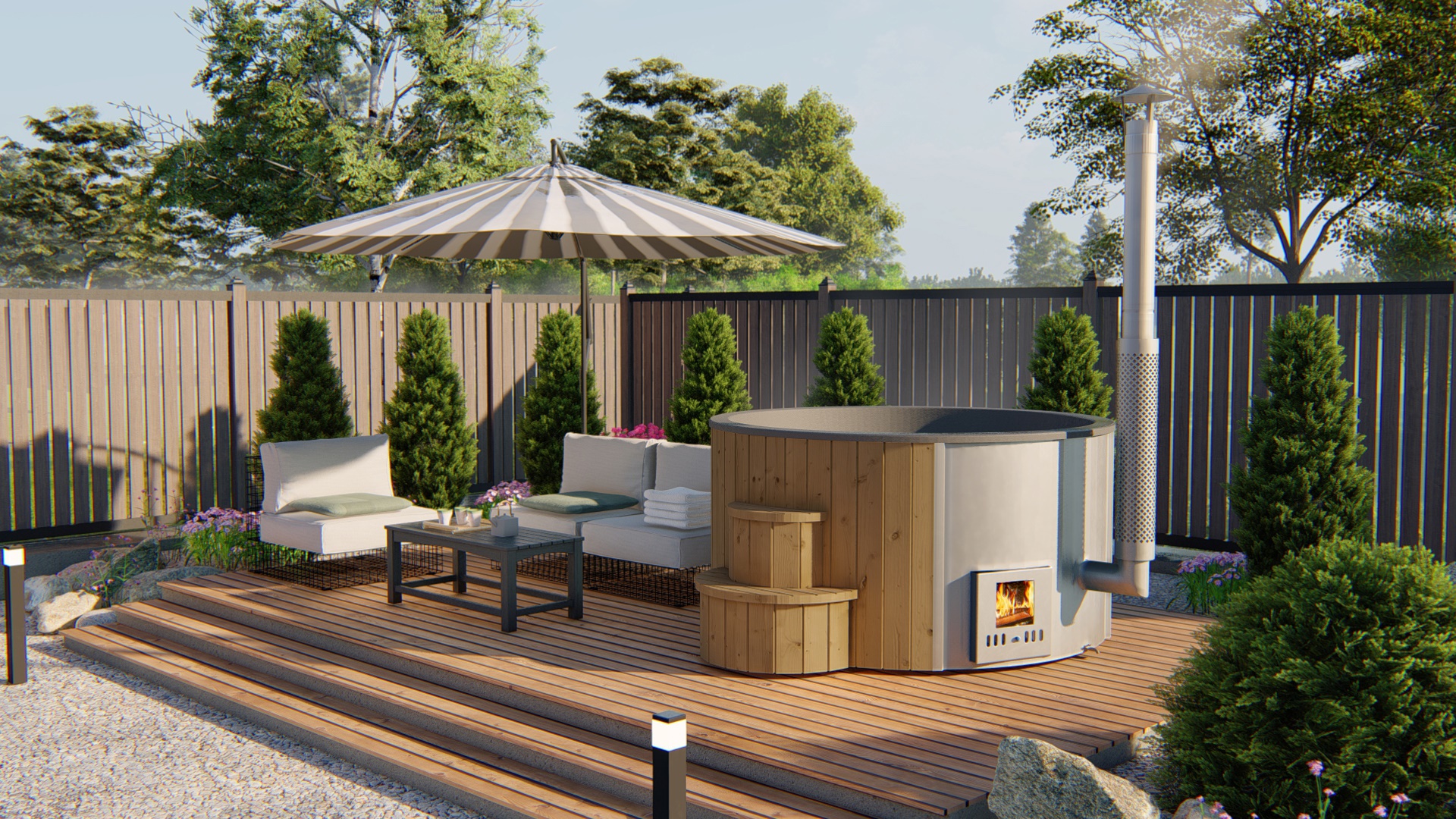 43x6182-P03-_281_29 Hottub deluxe thermowood - 200 cm - Afbeelding 1