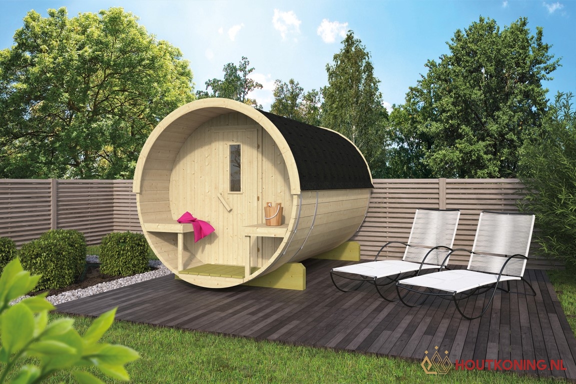 43x7002-P01 Saunabarrel vurenhout Ø205x250/300 cm - Afbeelding 1