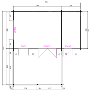 Blokhut 4x3+3Z 595x645 cm - Afbeelding 2