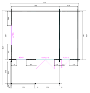 Blokhut 4x4+2Z 595x665 cm - Afbeelding 2