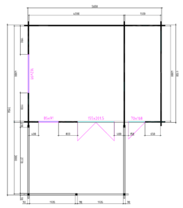 Blokhut 4x4+3Z 595x745 cm - Afbeelding 2