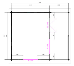 Blokhut 5x4+2 540x645 cm - Afbeelding 2