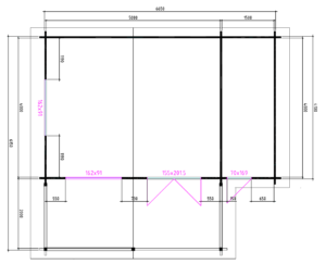 Blokhut 5x4+2Z 695x645 cm - Afbeelding 2