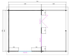 Blokhut 5x4+3 540x745 cm - Afbeelding 2