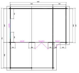 Blokhut 5x4+3Z 695x745 cm - Afbeelding 2