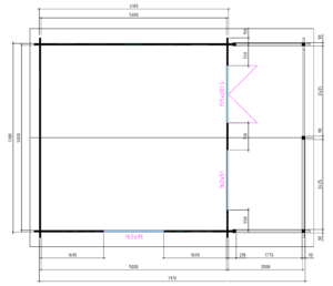 Blokhut 5x5+2 540x745 cm - Afbeelding 2