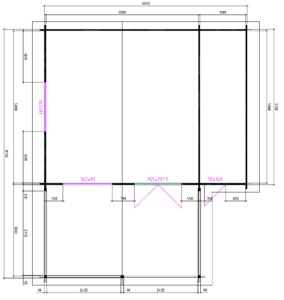 Blokhut 5x5+3Z 695x845 cm - Afbeelding 2