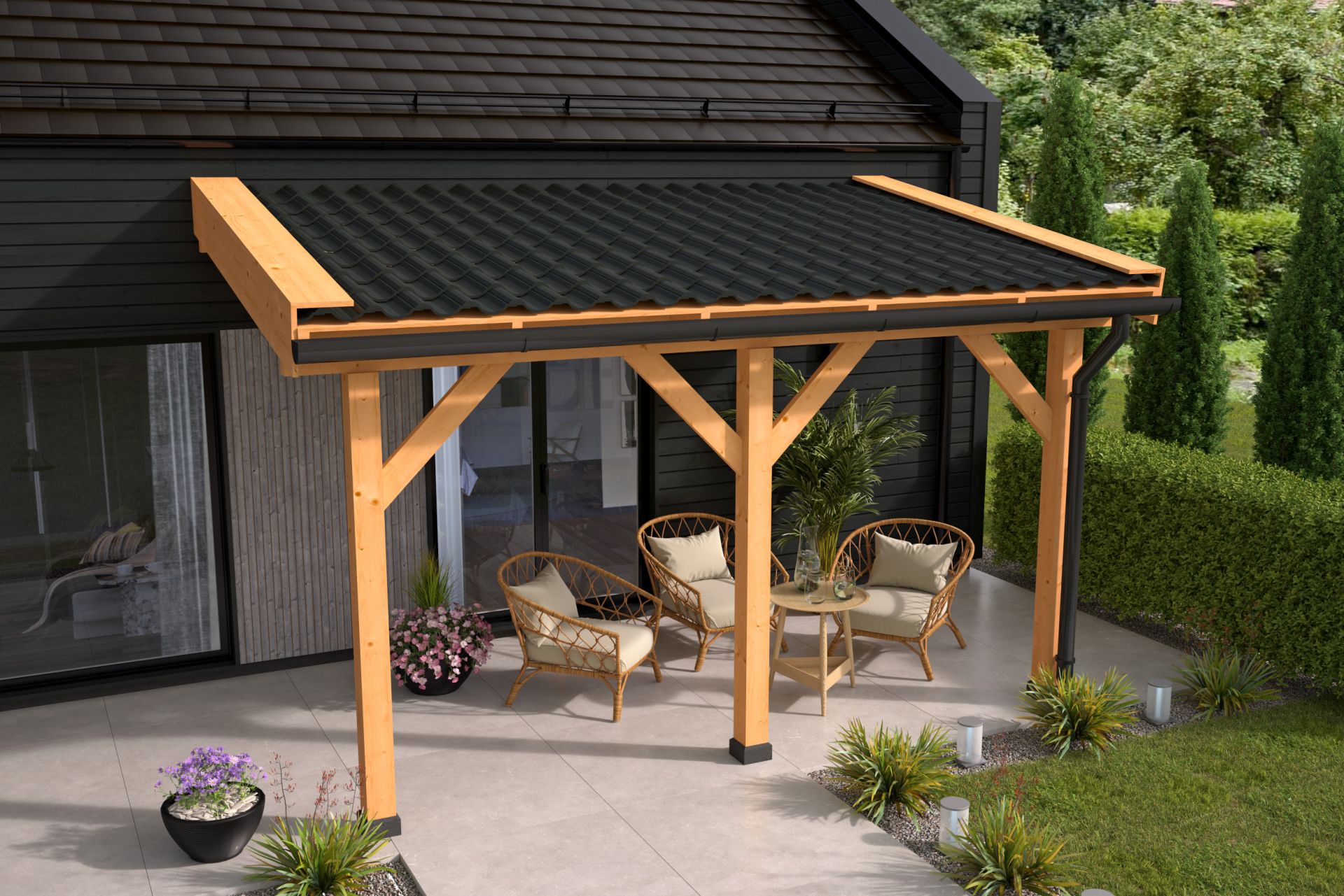 DHZ Veranda basispakket Douglas 400 x 300 cm Douglas DHZ Veranda 400x300 cm Ongeschaafd - Afbeelding 1