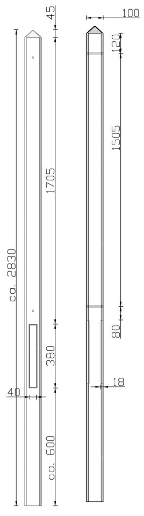 Tussen-Betonpaal 280 cm wit/grijs - Afbeelding 6