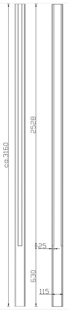 Tussen-Sleufpaal 316 cm antraciet met kabeldoorvoer - Afbeelding 4