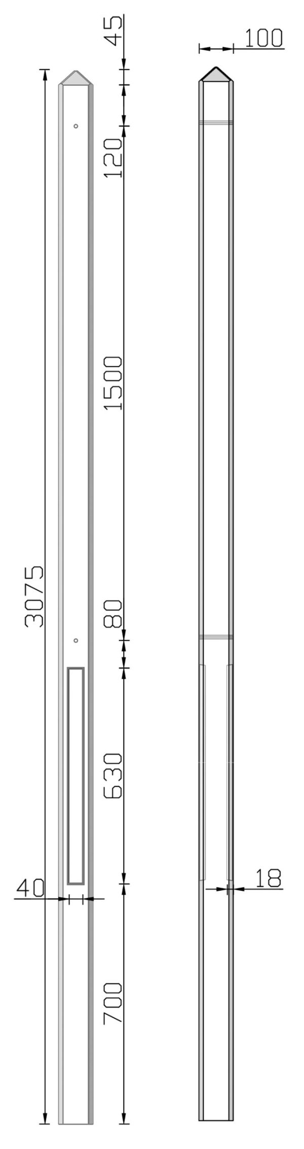 Tussen-Betonpaal 308 cm wit/grijs - Afbeelding 6