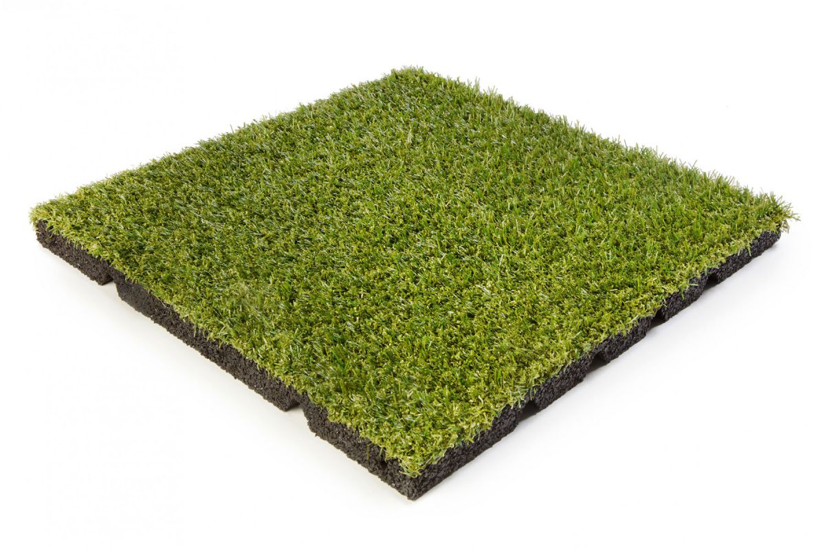 Rubber-tegel-kunstgras-2 Grastegel 50x50 cm / 25mm - Afbeelding 1