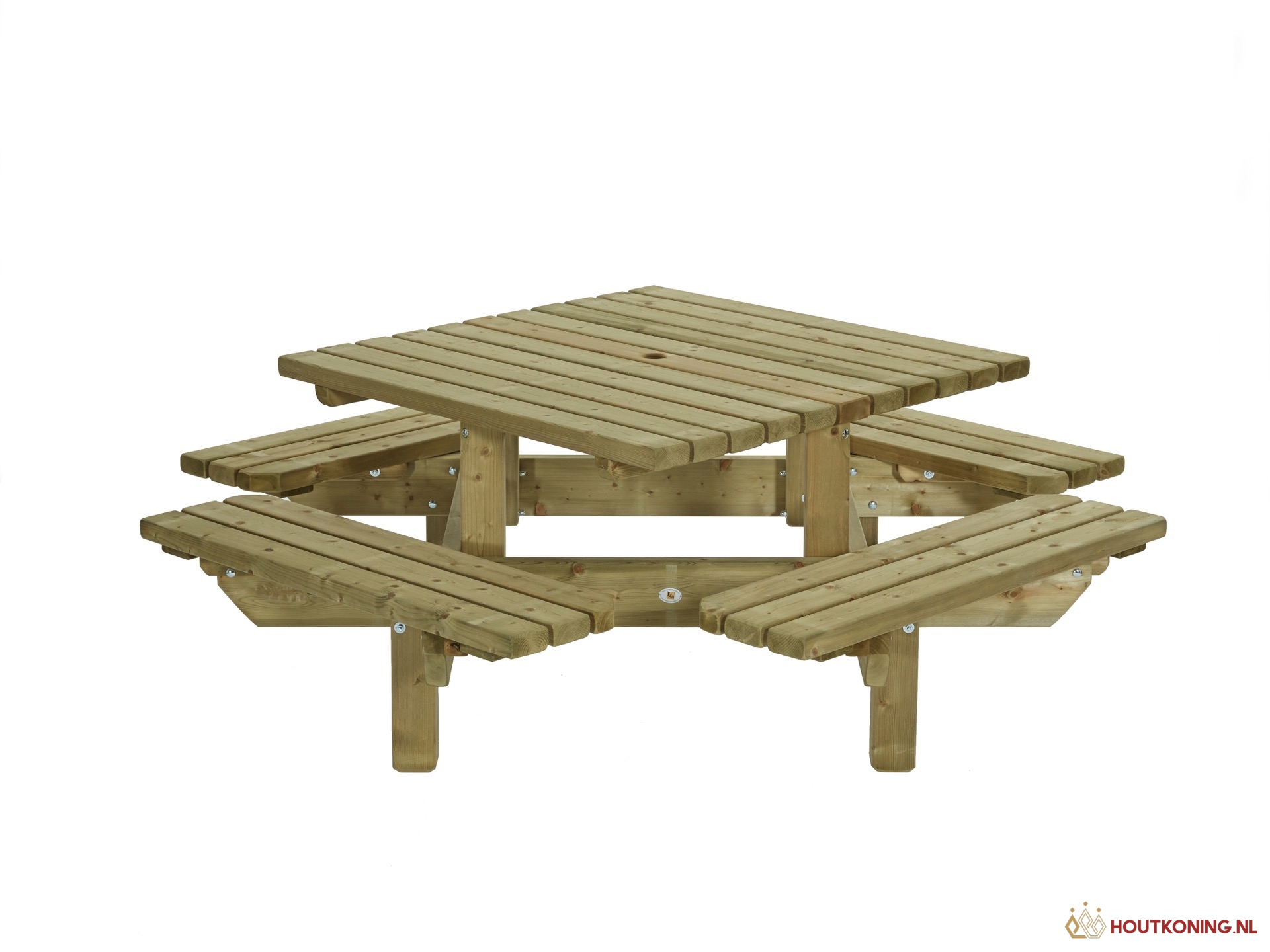 8719074041209 Picknicktafel Vierkant 195x195 cm - Afbeelding 1