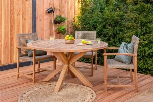 Teak tuintafel rond