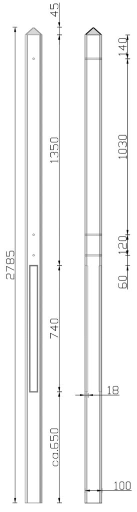 Tussen-Betonpaal 280 cm met kabeldoorvoer Schie antraciet - Afbeelding 6