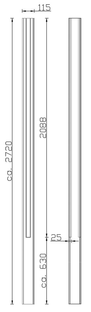 Tussen-Betonpaal 272 cm gecoat met kabeldoorvoer - Afbeelding 3