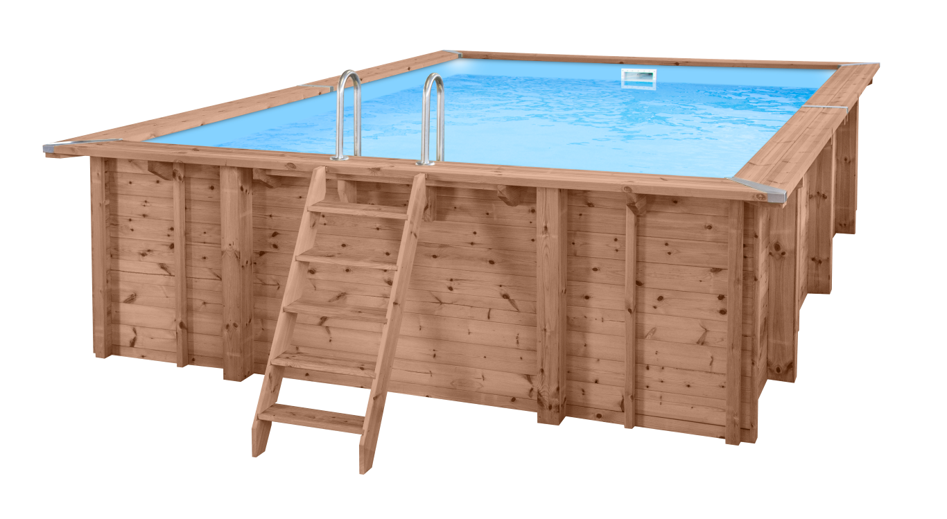 43x0508-P03 (Medium) Luxe houten zwembad Playa Lagun 600x419x131 cm - Afbeelding 1