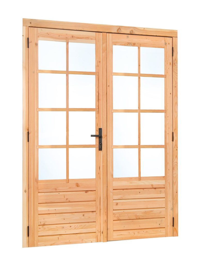 Douglas dubbele glas deur dubbelglas 8-ruits B2050xH2150mm buitenmaat, linksdraaiend
