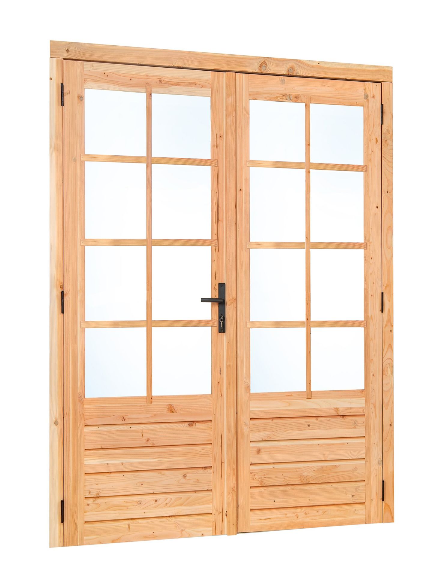 Douglas dubbele glas deur dubbelglas 8-ruits B2050xH2150mm buitenmaat, linksdraaiend Douglas dubbele glas deur dubbelglas 8-ruits B2050xH2150mm buitenmaat, linksdraaiend