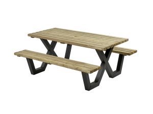 Picknicktafel geïmpregneerd, metalen frame