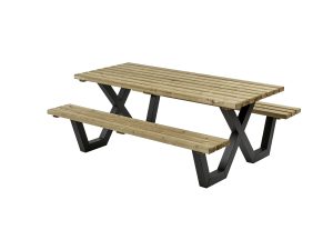 Picknicktafel geïmpregneerd, metalen frame - Afbeelding 2
