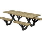 Picknicktafel geïmpregneerd, metalen frame, open instap