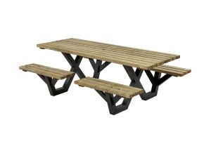 Picknicktafel geïmpregneerd, metalen frame, open instap
