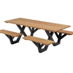 Picknicktafel hardhout, metalen frame, open instap