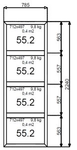 Aluminium glaswand 785 x 2240 mm - Afbeelding 2