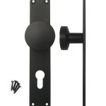 Deurschild met vaste knop Zwart