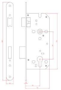 Cilinderslot Zwart met schild pc85 - Afbeelding 3