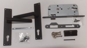 Cilinderslot Zwart met schild pc85 - Afbeelding 2
