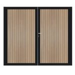 Dubbele stalen poort zwart 300x180 cm - Afbeelding 4