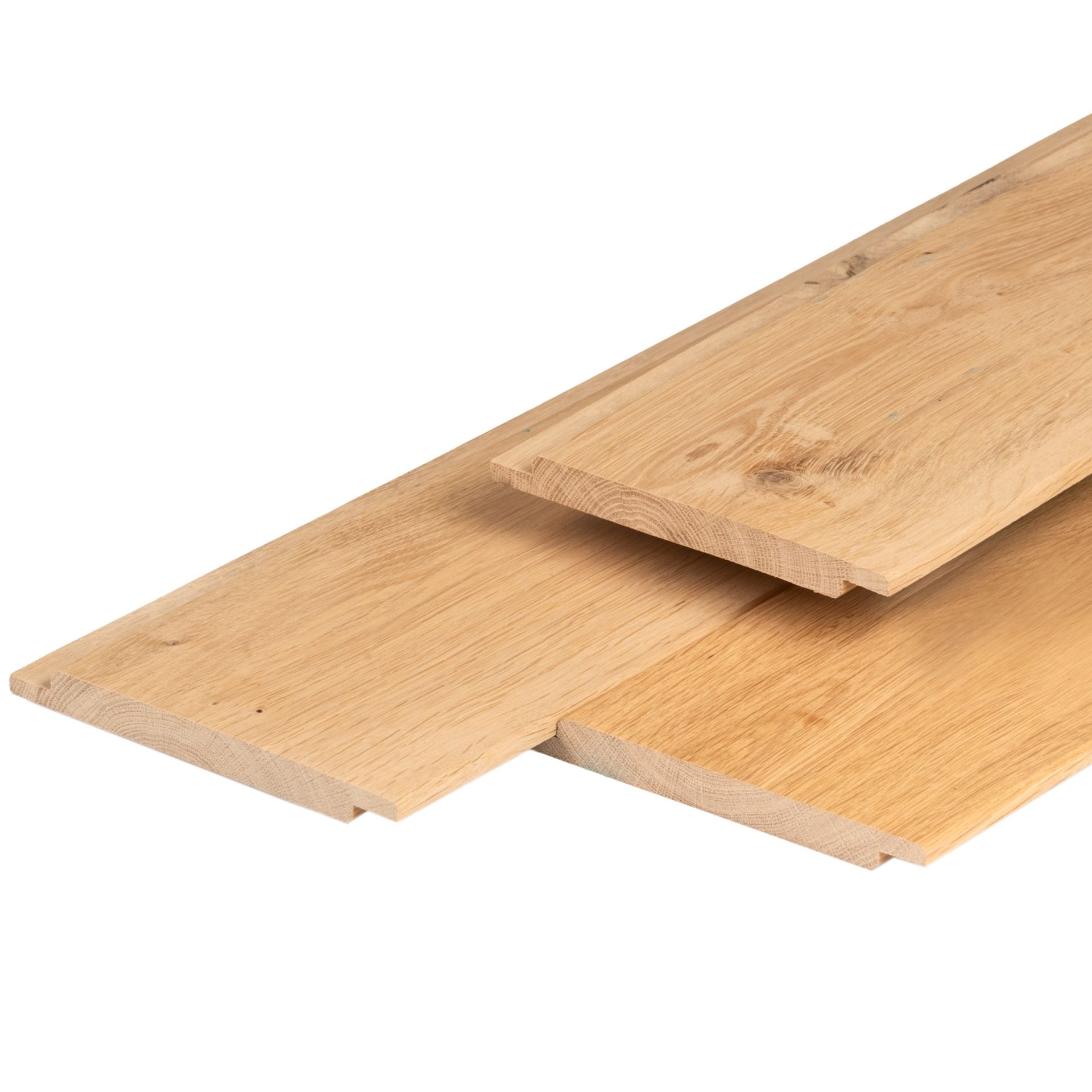 Eiken halfhouts rabat 1,8 x 18,0 x 250 cm, gedroogd, geschaafd, 2 zijden vellingkant Eiken-halfhouts-rabat