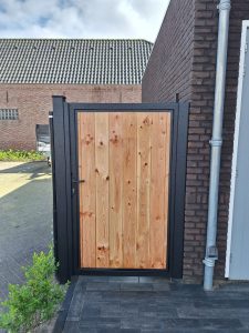 Enkele stalen poort, zwart gepoedercoat