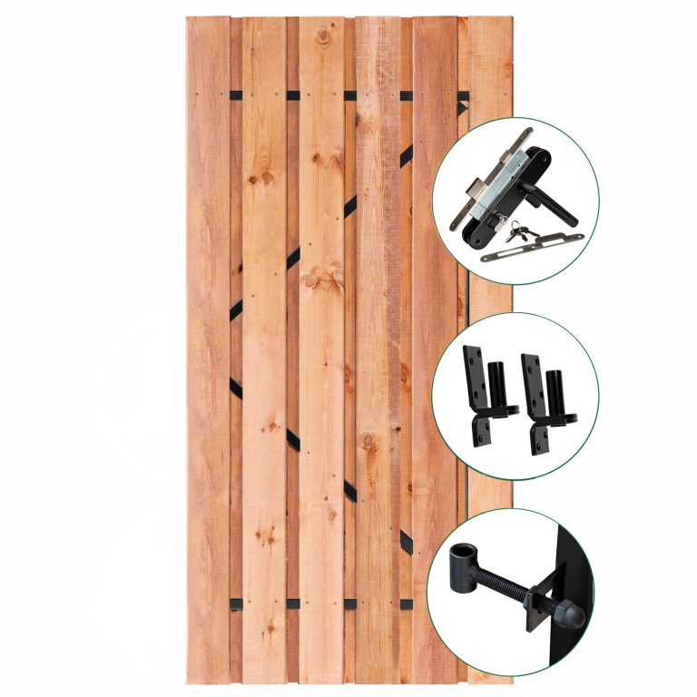Tuindeur Privacy Red Class Wood 100 x 195 cm met zwart frame