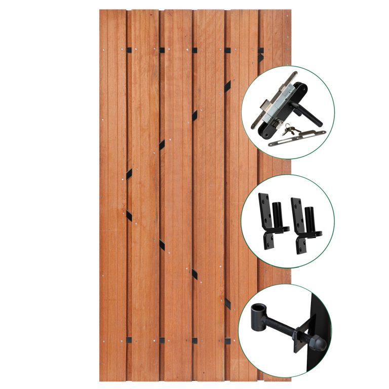 Tuindeur Privacy hardhout met zwart frame