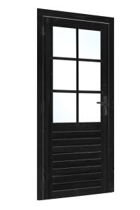 Vuren enkele glas deur 6-ruits zwart gespoten B1000xH2050mm buitenmaat