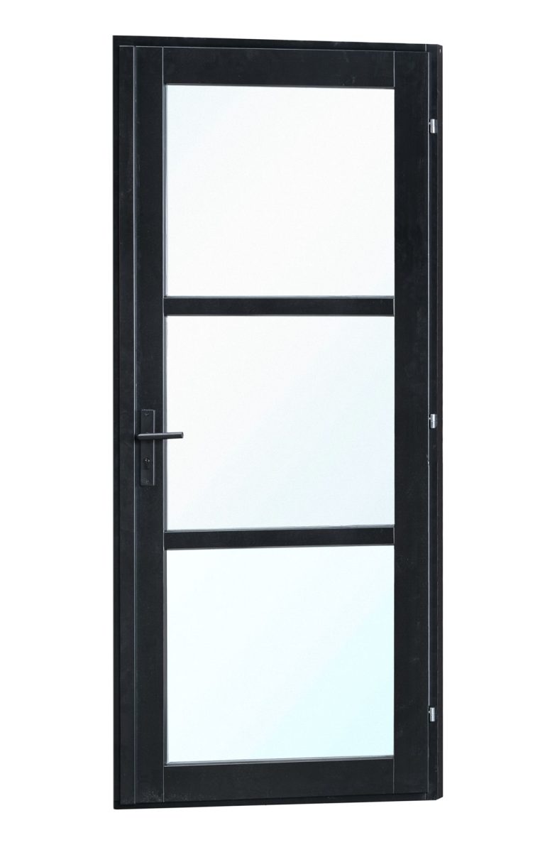 steellook enkele glas deur zwart gespoten