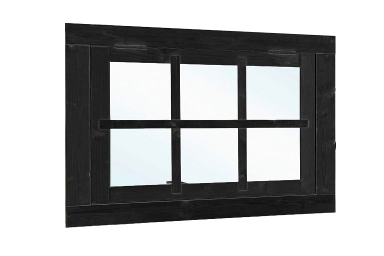Vuren uitzetraam 6-ruits zwart gespoten B900xH700mm